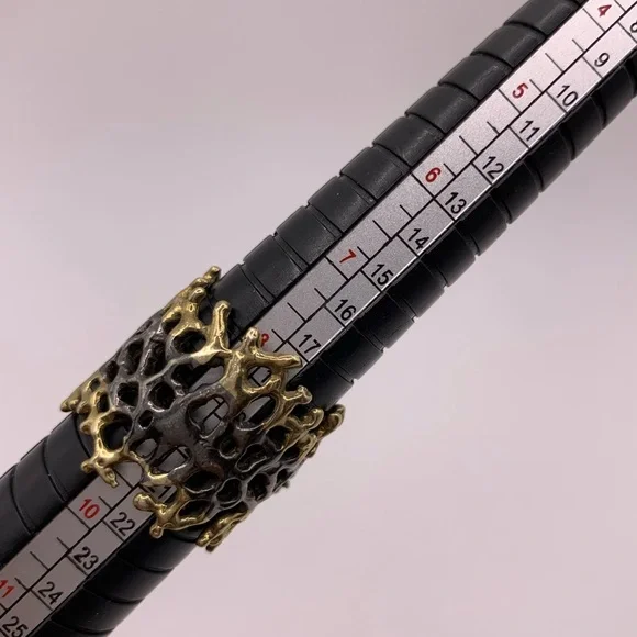 Sterling silver gold plated artisan ring with colourful gems - Picture 6 of 6